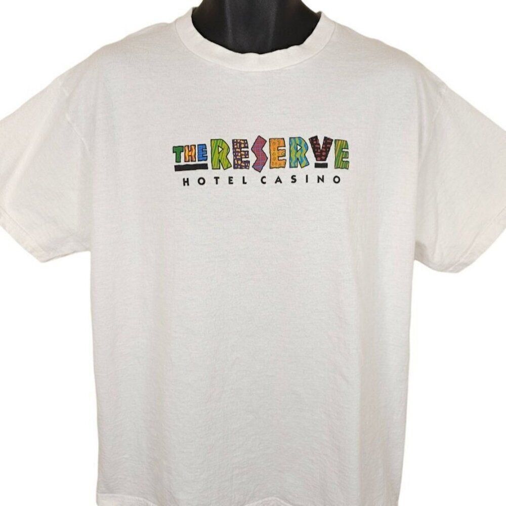 Vintage Reserve Casino T Shirt Mens Size XL White 90s Henderson Nevada CLOSED